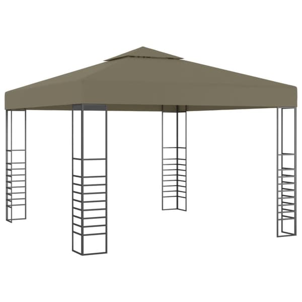 vidaXL pavillon med LED-lyskæder 3x3 m gråbrun