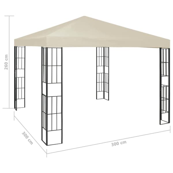 vidaXL pavillon med LED-lyskæder 3x3 m cremefarvet