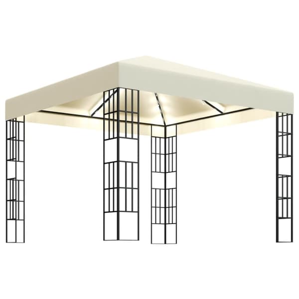 vidaXL pavillon med LED-lyskæder 3x3 m cremefarvet