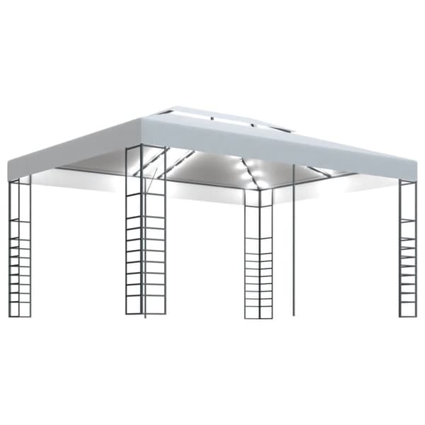 vidaXL Huvimaja LED-valonauhoilla 4x3x2,7 m valkoinen