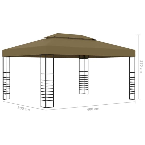 vidaXL Paviljong med LED-lysslynge 3x4 m gråbrun
