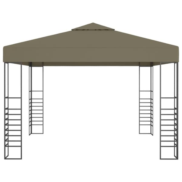 vidaXL Hagepaviljong med LED-lysslynge 3x3 m gråbrun