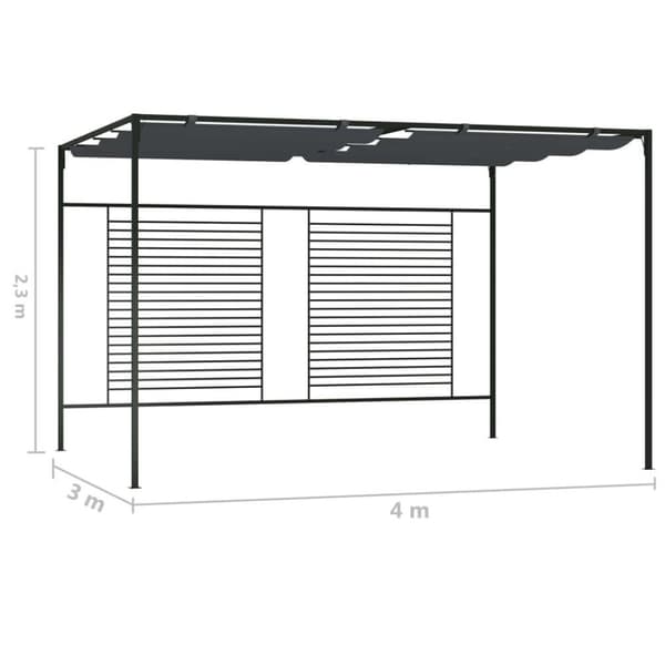 vidaXL Paviljong med uttrekkbart tak 4x3x2,3 m antrasitt 180 g/m²