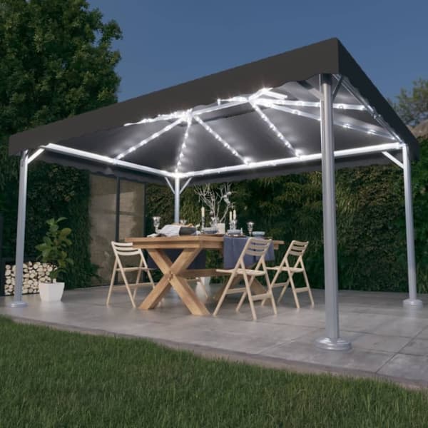 vidaXL Huvimaja LED-valonauhoilla 400x300 cm antrasiitti alumiini