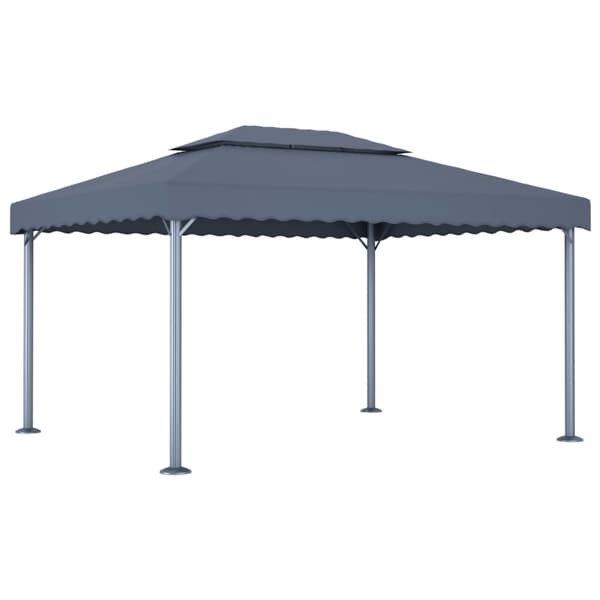 vidaXL Paviljong og LED-strenglys 400x300 cm antrasitt aluminium