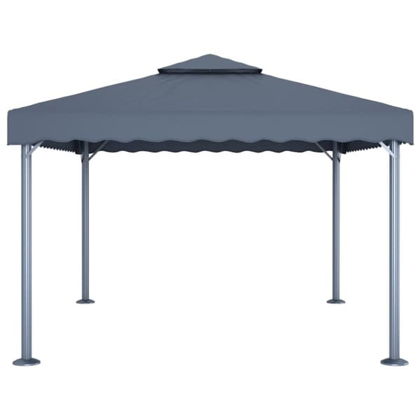 vidaXL Paviljong og LED-strenglys 400x300 cm antrasitt aluminium