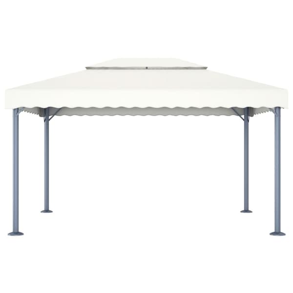 vidaXL Paviljong med LED-strenglys 400x300 cm krem aluminium