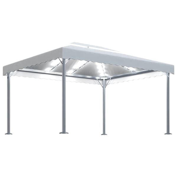 vidaXL Paviljong med LED-strenglys 400x300 cm krem aluminium