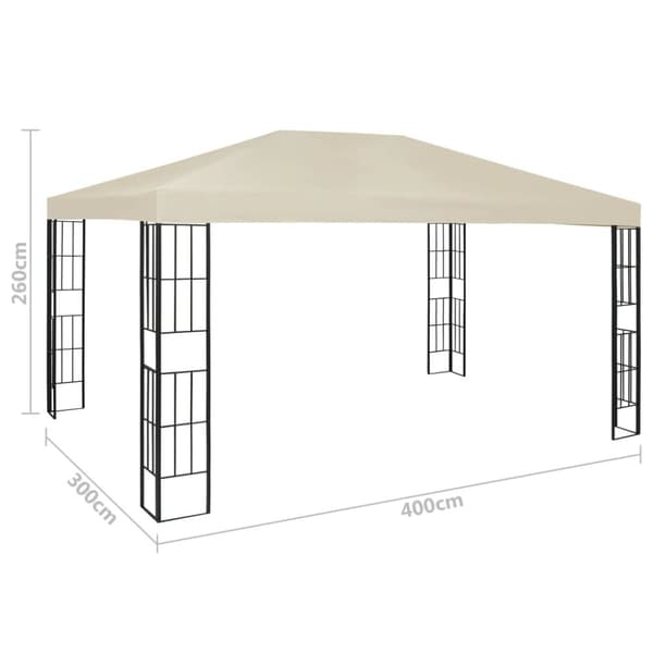 vidaXL pavillon med LED-lyskæder 3x4 m cremefarvet