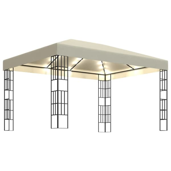 vidaXL pavillon med LED-lyskæder 3x4 m cremefarvet