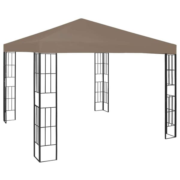 vidaXL pavillon med LED-lyskæder 3x3 m gråbrun