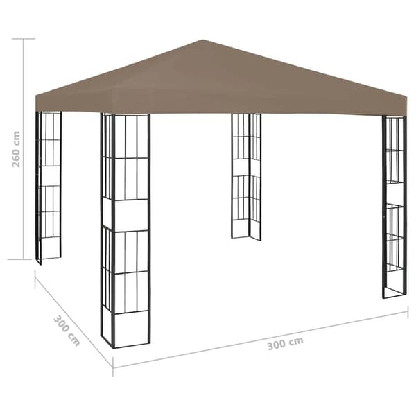 vidaXL Paviljong med LED-lysslynge 3x3 m gråbrun
