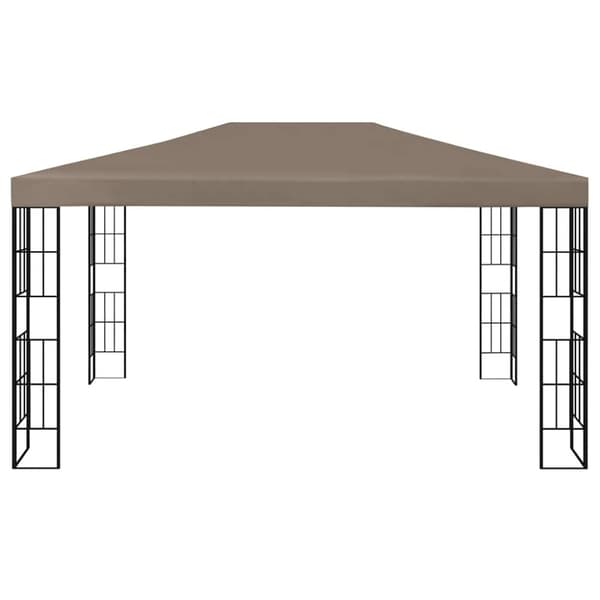vidaXL Paviljong med LED-lysslynge 4x3 m gråbrun