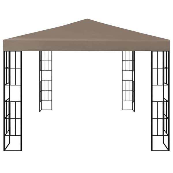 vidaXL Paviljong med LED-lysslynge 4x3 m gråbrun