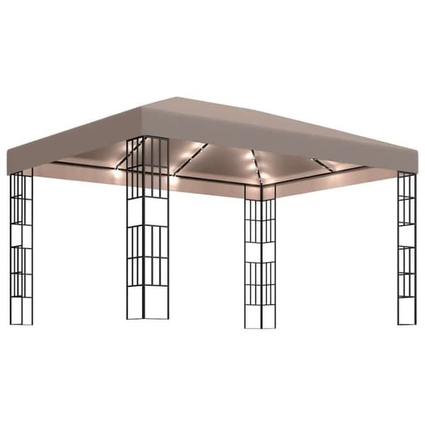 vidaXL Huvimaja LED-valonauhoilla 4x3 m ruskeanharmaa