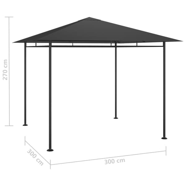 vidaXL Paviljong 3x3x2,7 m antrasitt 180 g/m²