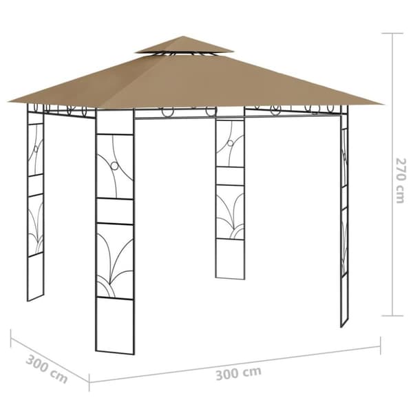 vidaXL Huvimaja 3x3x2,7 m harmaanruskea 160 g/m²