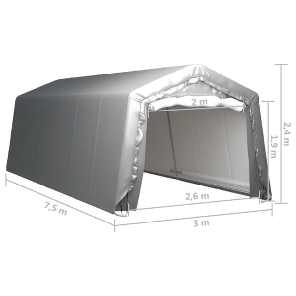vidaXL Oppbevaringstelt 300x750 cm stål grå