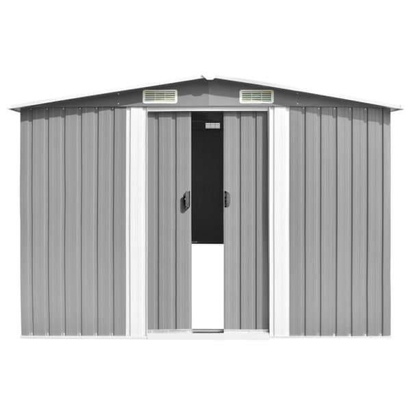 vidaXL Trädgårdsskjul grå 257x779x181 cm galvaniserat stål