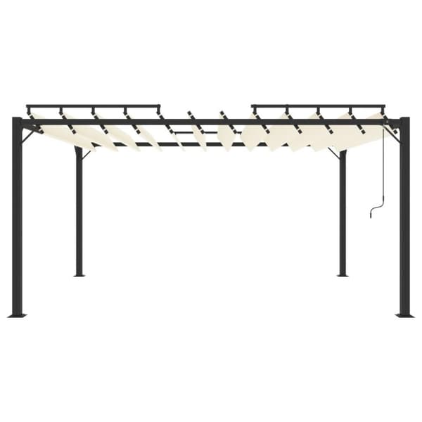 vidaXL Paviljong med lamelltak 3x4 m gräddvit tyg och aluminium