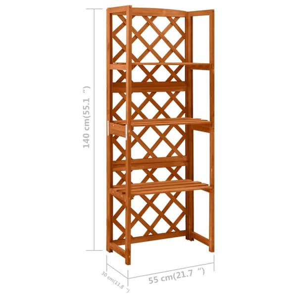 vidaXL Spaljé med hyllor 55x30x140 cm massivt granträ