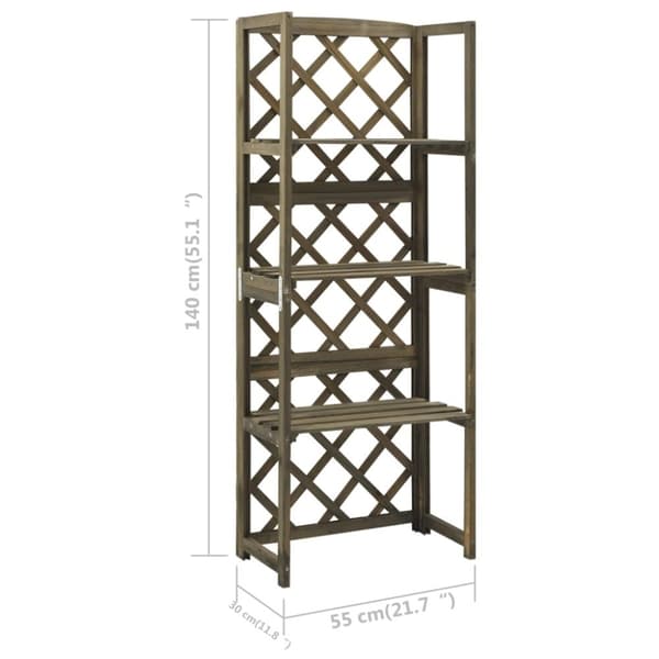 vidaXL espalier med hylder 55x30x140 cm massivt grantræ grå