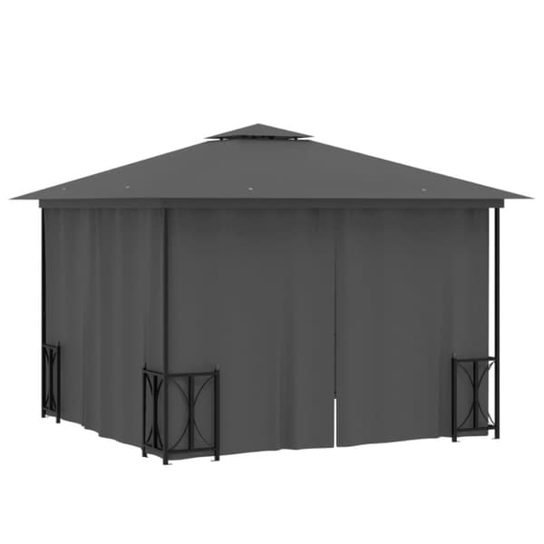 vidaXL Paviljong med sidevegger og dobbelt tak 3x3 m antrasitt