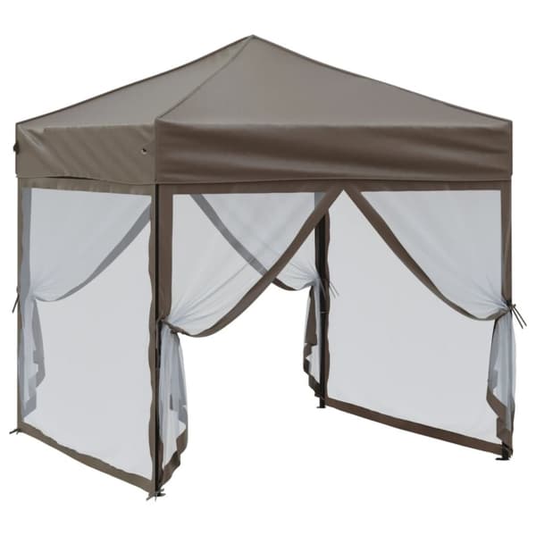 vidaXL Hopfällbart partytält med sidoväggar taupe 2x2 m