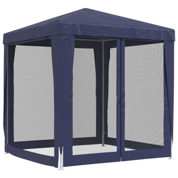 vidaXL Festtelt med 4 sidevegger av netting blå 2x2 m HDPE