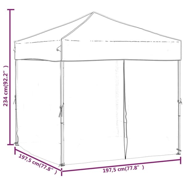vidaXL Kokoontaittuva juhlateltta sivuseinillä kerma 2x2 m