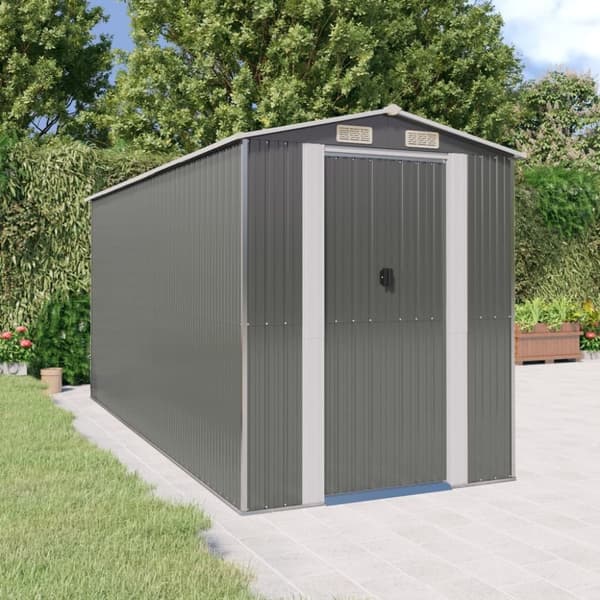 vidaXL haveskur 192x440x223 cm galvaniseret stål lysegrå