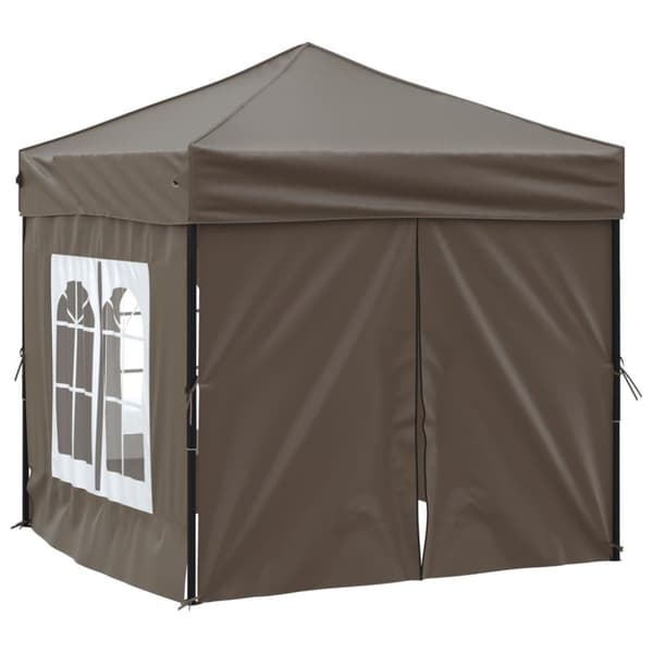vidaXL Hopfällbart partytält med sidoväggar taupe 2x2 m