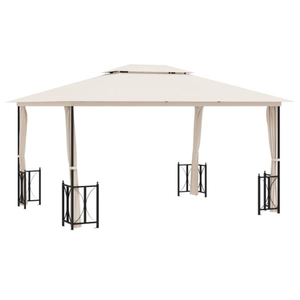 vidaXL Paviljong med draperier och dubbelt tak 3x4 m gräddvit