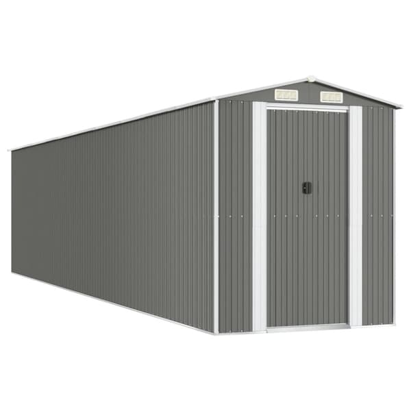 vidaXL Trädgårdsskjul ljusgrå 192x855x223 cm galvaniserat stål