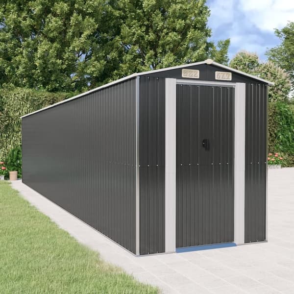 vidaXL Trädgårdsskjul antracit 192x938x223 cm galvaniserat stål