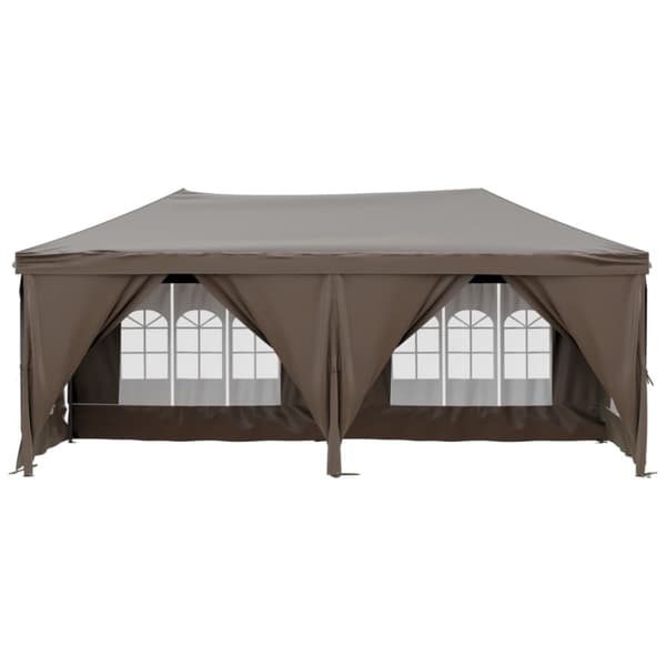 vidaXL Hopfällbart partytält med sidoväggar taupe 3x6 m