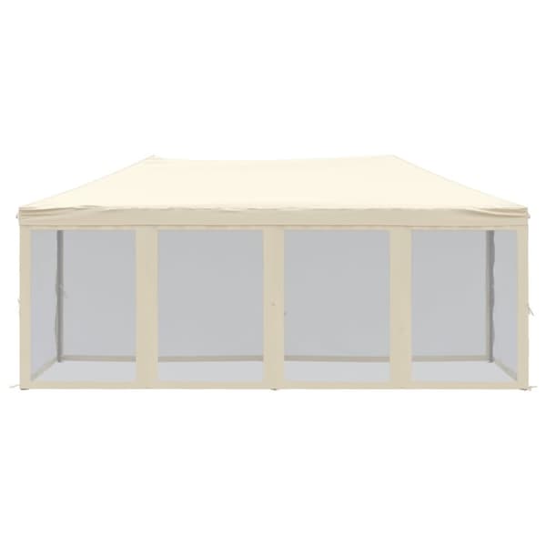 vidaXL Kokoontaittuva juhlateltta sivuseinillä kerma 3x6 m