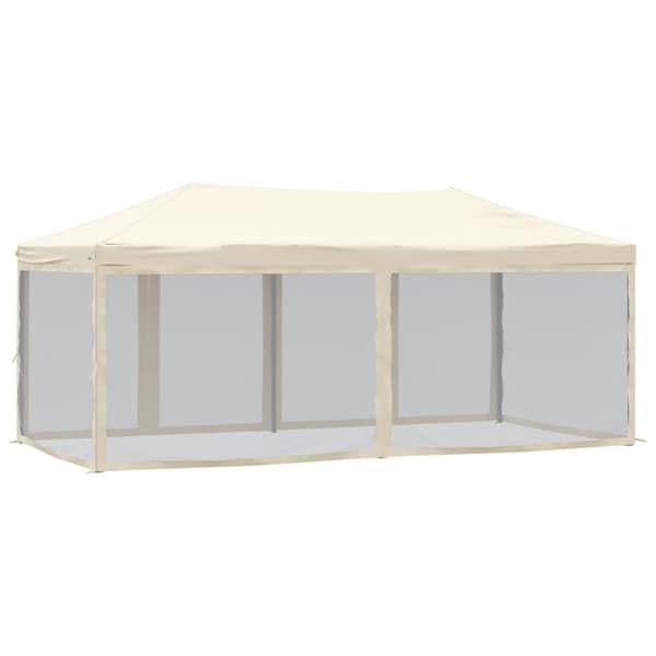 vidaXL Kokoontaittuva juhlateltta sivuseinillä kerma 3x6 m