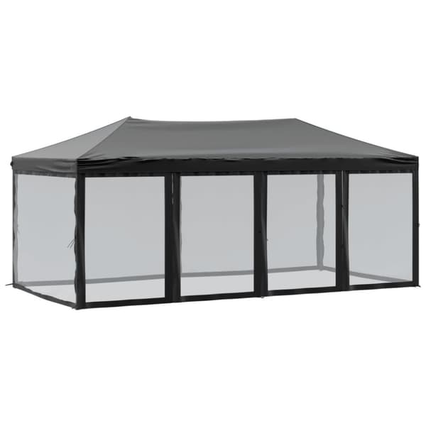 vidaXL foldbart festtelt med sidevægge 3x6 m sort