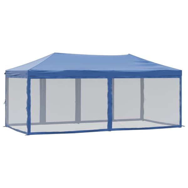 vidaXL Kokoontaittuva juhlateltta sivuseinillä sininen 3x6 m