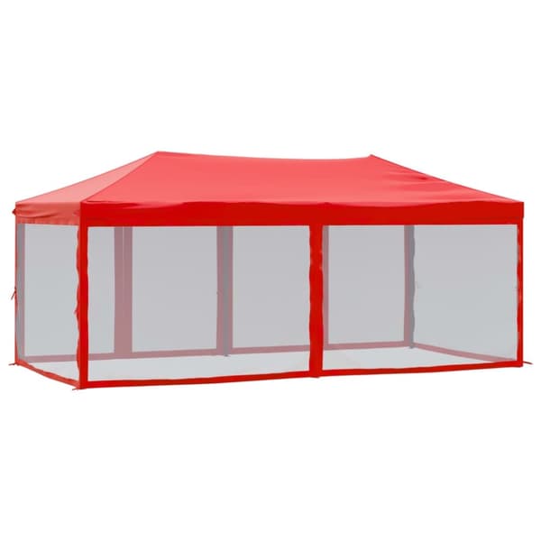 vidaXL Kokoontaittuva juhlateltta sivuseinillä punainen 3x6 m