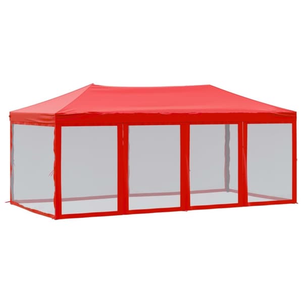 vidaXL Kokoontaittuva juhlateltta sivuseinillä punainen 3x6 m