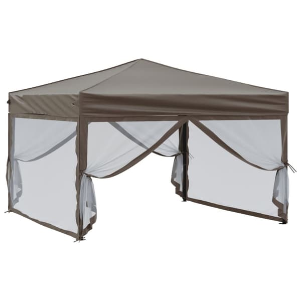 vidaXL Kokoontaittuva juhlateltta sivuseinillä taupe 3x3 m