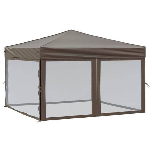 vidaXL Kokoontaittuva juhlateltta sivuseinillä taupe 3x3 m