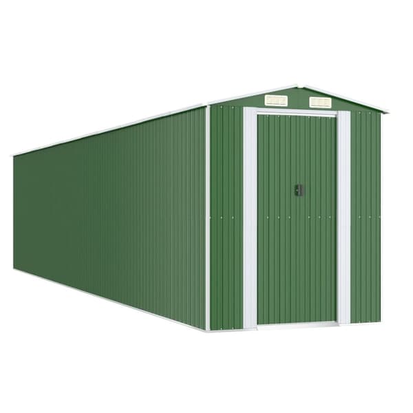 vidaXL Trädgårdsskjul grön 192x938x223 cm galvaniserat stål
