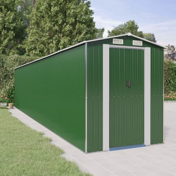 vidaXL Trädgårdsskjul grön 192x938x223 cm galvaniserat stål