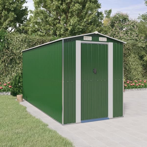 vidaXL haveskur 192x440x223 cm galvaniseret stål grøn