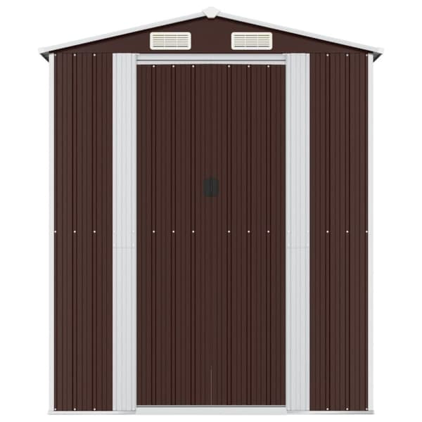 vidaXL Trädgårdsskjul mörkbrun 192x523x223 cm galvaniserat stål