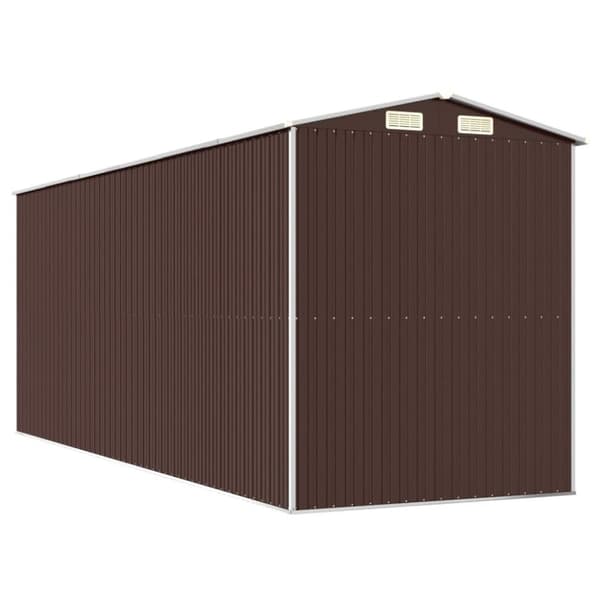 vidaXL Trädgårdsskjul mörkbrun 192x523x223 cm galvaniserat stål