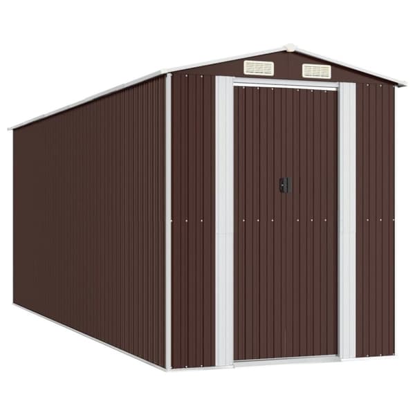 vidaXL Trädgårdsskjul mörkbrun 192x523x223 cm galvaniserat stål